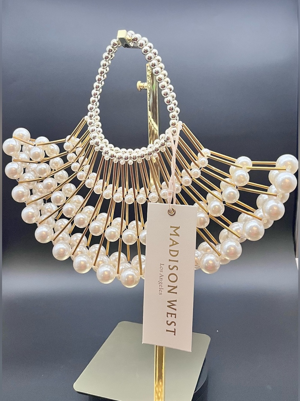 MADISON WEST LOS ANGELES Statement Faux Pearl Evening Bag